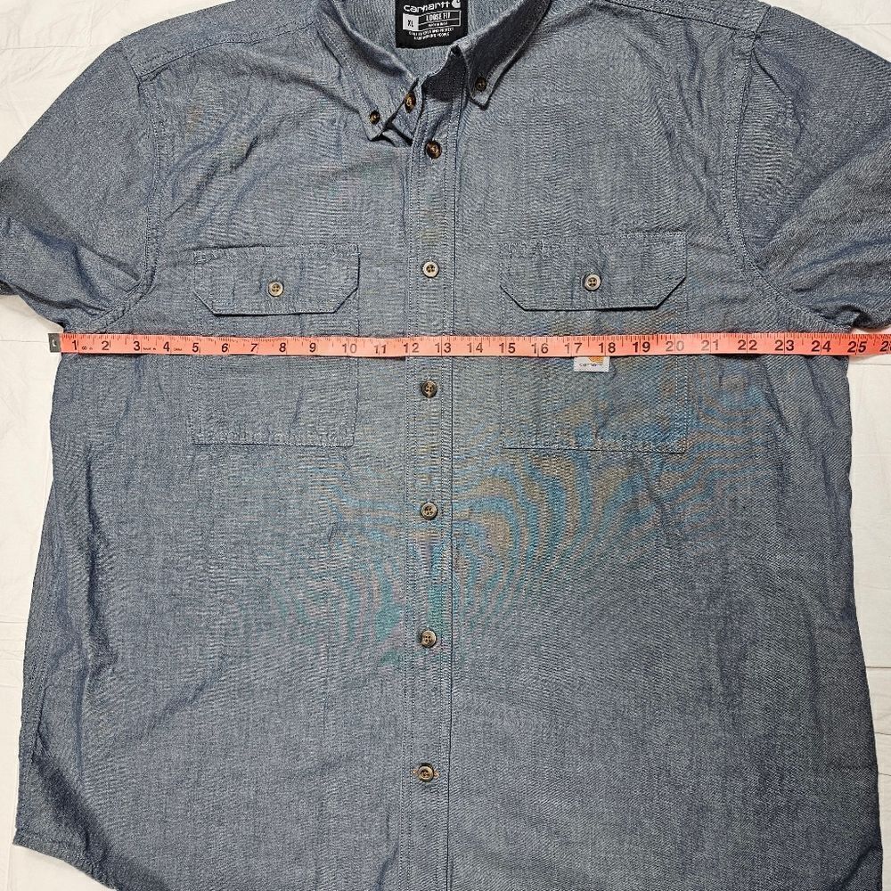 Carhartt Loose Fit Denim Button Down Short Sleeve Shirt Men's Size‎ XL - Picture 8 of 9